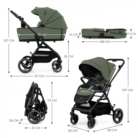 Carucior kinderkraft yoxi 3in1 (mink pro) mistic green, varsta de la 0 luni la 4 ani [4]