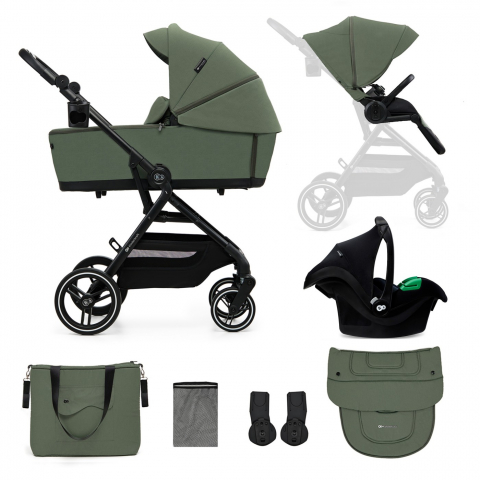 Carucioare, articole transport - Carucior kinderkraft yoxi 3in1 (mink pro) mistic green, varsta de la 0 luni la 4 ani