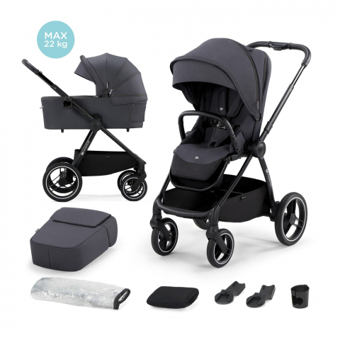 Carucioare, articole transport - Carucior multifunctional 2in1 kinderkraft nea dark grey, varsta de la 0 luni la 4 ani