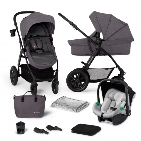 Carucioare, articole transport - Carucior multifunctional kinderkraft xmoov, 3 in 1, dark grey, varsta de la 0 luni la 5 ani