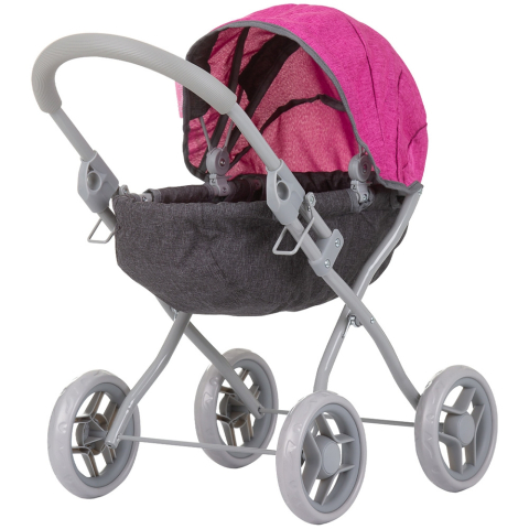 Jucării și Jocuri pentru copii - Carucior pentru papusi Chipolino Daisy grey pink linen