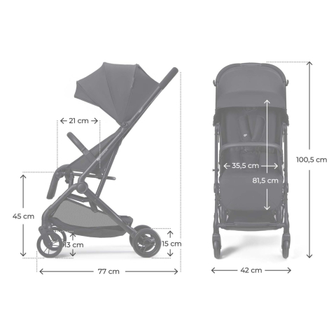 Carucior sport kinderkraft indy3, coal black copii varsta 0 luni - 3 ani [5]