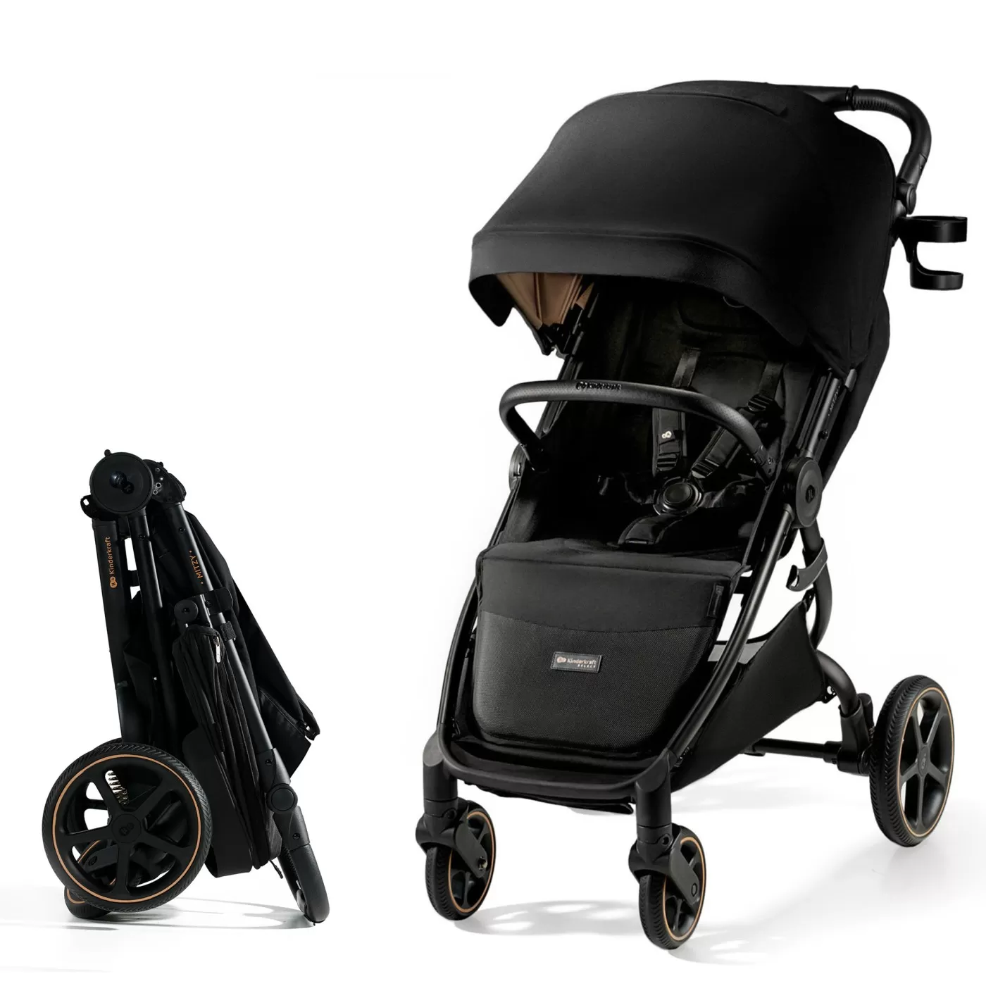 Carucioare, articole transport - Carucior sport, ultra compact, kinderkraft mitzy, 0-22 kg, black ink, varsta de la 0 luni la 3 ani