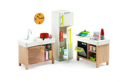 Jucării și Jocuri pentru copii - Mobila de bucatarie pentru Casa papusii, Set mobilier casuta papusa, Djeco, varsta 3 - 6 ani, Fata