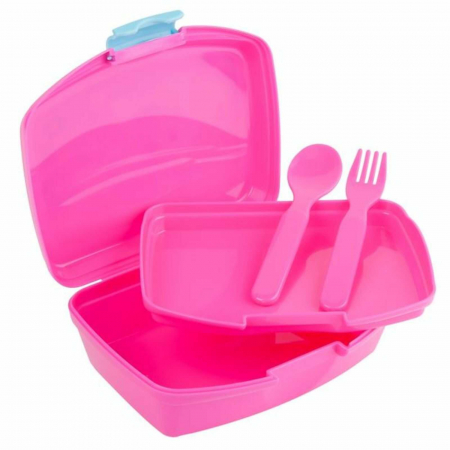Caserole Mancare Copii Scoala cu Tacamuri, Unicorni, Roz [1]