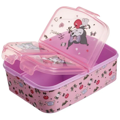 Caserola Pranz pentru Copii, Kuromi, cu 3 Compartimente, Roz, capacitate 790ml [1]