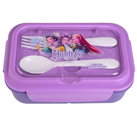 Rechizite Școlare - Caserola Pranz pentru Copii, Lunch Box, K-Pop Demon Hunters, cu Tacamuri