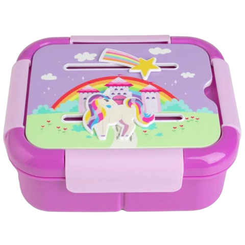 Caserola Pranz pentru Copii, Lunch Box, Unicorn, cu Capac Interactiv 3D si Recipient Sos, capacitate 1.3L [1]