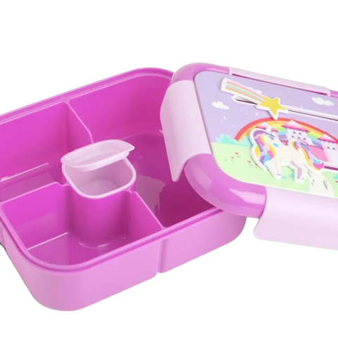 Caserola Pranz pentru Copii, Lunch Box, Unicorn, cu Capac Interactiv 3D si Recipient Sos, capacitate 1.3L [2]