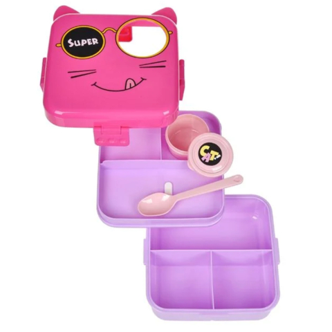 Caserola Pranz pentru Copii, model Pisica, cu Tavita Detasabila si Accesorii, capacitate 1.1L [1]
