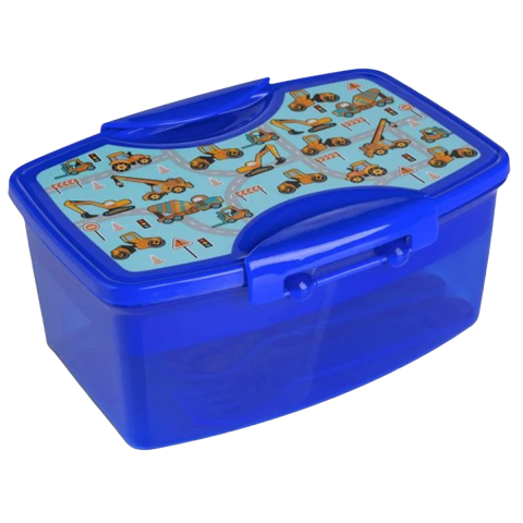 Caserola Pranz pentru Copii, Vehicule Constructiim cu Tavita Detasabila si Tacamuri, capacitate 1100ml [1]