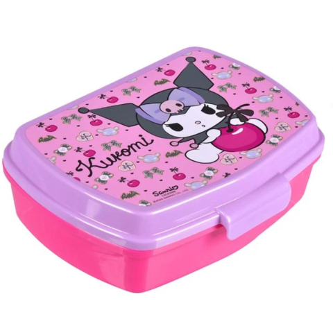 Rechizite Școlare - Caserola Sandwich pentru Fete, Kuromi, cu Inchidere Clip, Roz, capacitate 630ml
