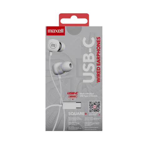 Casti audio cu fir si microfon square usb-c albe maxell [2]