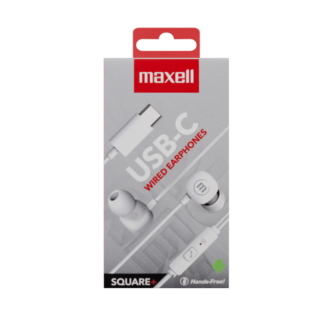 Casti audio cu fir si microfon square usb-c albe maxell [1]