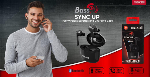Casti fara fir bluetooth tws bass-13 sync up tip earbuds maxell [3]