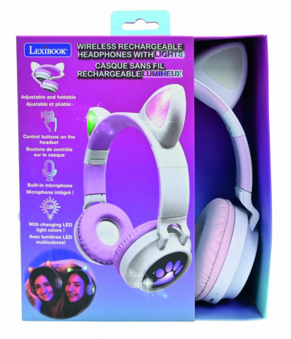 Periferice IT - Casti wireless cu urechi pisica si lumini