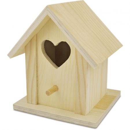 Figurine de pictat, Ipsos, Lemn - Casuta de colorat cu inimioara, din lemn natur