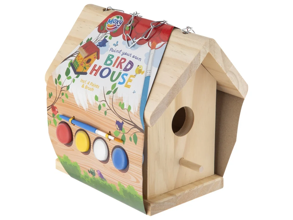 Art & Craft si Artizanat - Casuta lemn pasari +guase+pensula  Grafix 15 cm 