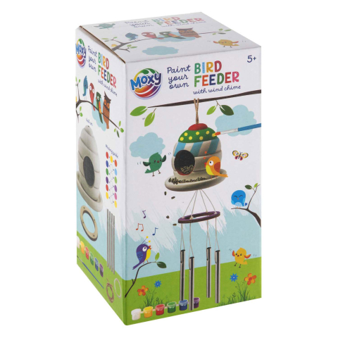 Art & Craft si Artizanat - Casuta Moxy pentru pasari de colorat cu clopotel de vant  guase si pensula