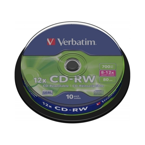 Jucării și Jocuri pentru copii - CD-RW Verbatim 43480, 700MB / 80min, 12x, set 10 buc