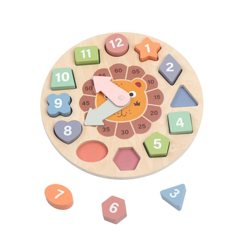 Ceas educativ din lemn cu forme geometrice, momki [1]