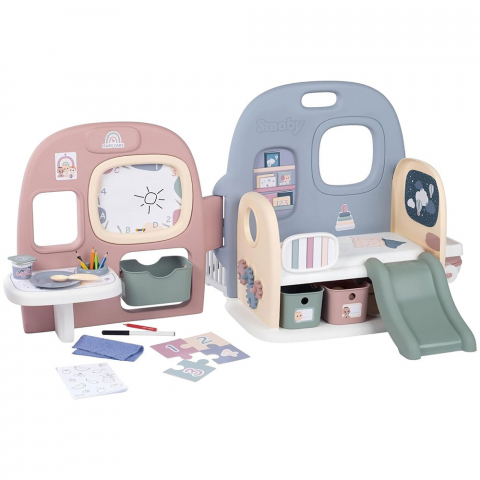 Jucării și Jocuri pentru copii - Centru de ingrijire pentru papusi Smoby Baby Care Childcare Center albastru roz cu accesorii