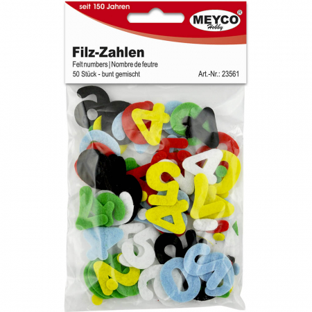 Art & Craft si Artizanat - Cifre din fetru, 50 buc, 25 mm