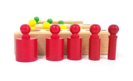 Cilindrii Montessori, jucarie 4 seturi cilindrii colorati din lemn. [3]