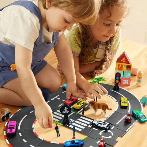 Circuit din carton, traseu auto, pentru jocul cu masinutele, ideal pentru jocurile de rol [8]