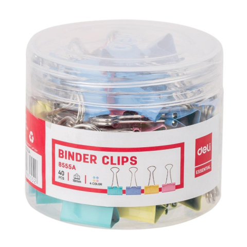 Articole pentru birou - Clips hartie 19mm color 40 buc/cut. plastic deli