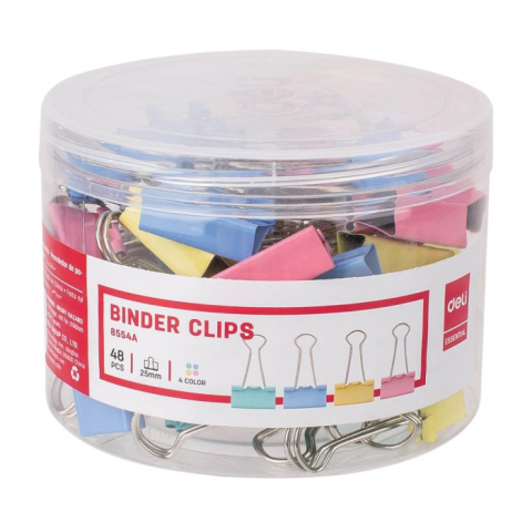 Articole pentru birou - Clips hartie 25mm color 48 buc/cut. plastic deli