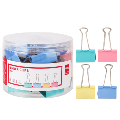 Clips hartie 41mm color 24 buc/cut. plastic deli [1]