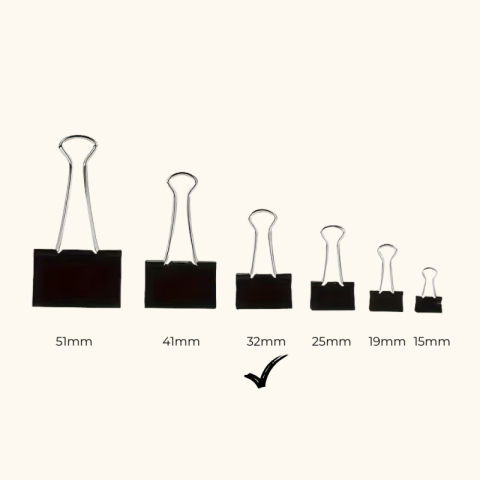 Birotică și Papetărie - Clipsuri metalice 8232, 32mm, negre, cutie 12 buc