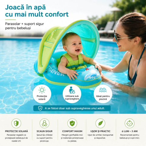 Colac bebe cu parasolar si sezut, 6-36 luni, max 15 kg [3]