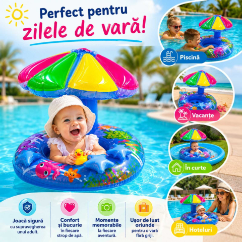 Colac de Inot Bebelusi cu Umbreluta, Sustinere Tip Chilotel, [1]