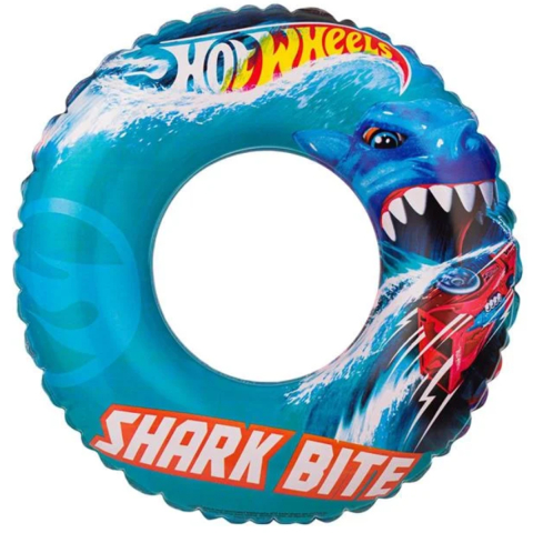 Jucării și Jocuri pentru copii - Colac gonflabil pentru copii, Hot Wheels, Model cu Rechin Shark Bite, din vinil rezistent, 3-6 Ani