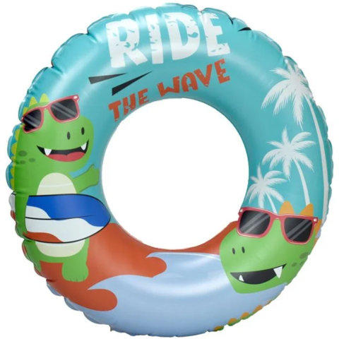 Jucării și Jocuri pentru copii - Colac gonflabil pentru copii, Model Marin cu Dinozauri, Ride The Wave, Verde, 3-6 Ani