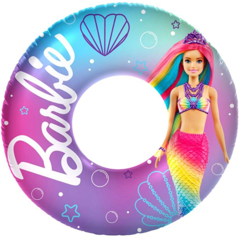 Jucării și Jocuri pentru copii - Colac gonflabil pentru fete, Model Barbie, din vinil rezistent, 3-6 Ani
