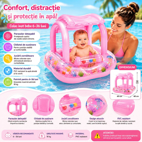 Colac bebe cu parasolar si sezut, 6-36 luni, max 18 kg [1]