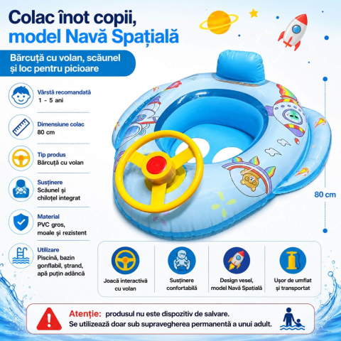 Colac inot copii 1-5 ani, barcuta cu volan, chilotel, Albastru [1]