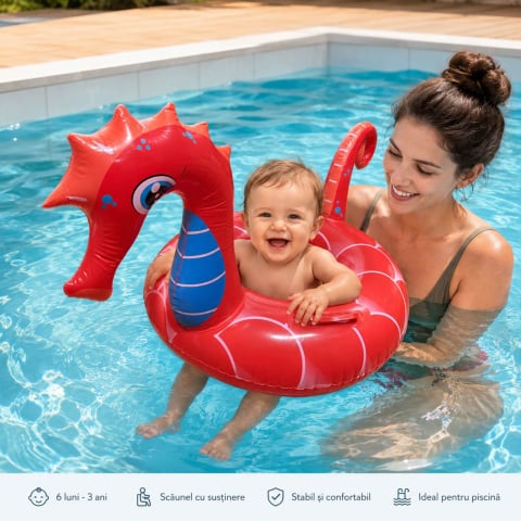 Jucării și Jocuri pentru copii - Colac inot bebelusi, Calut de Mare, cu chilotel si sezut, 6 luni-3 ani