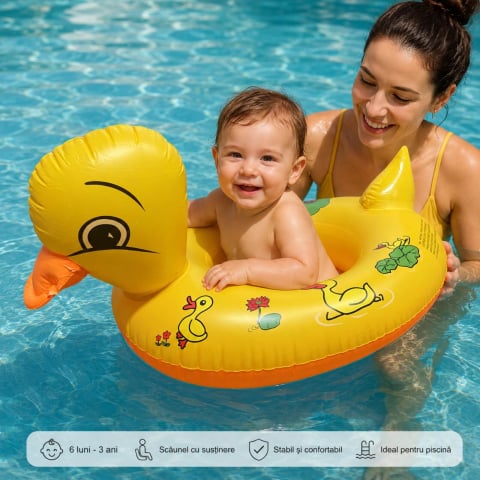 Jucării și Jocuri pentru copii - Colac bebe Ratusca cu chilotel si sezut, 6 luni-3 ani