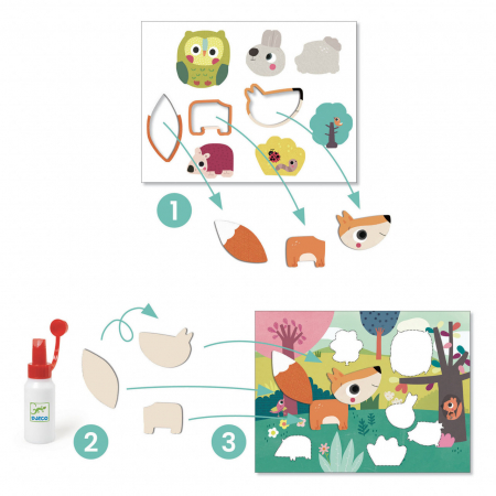Colaje Djeco - primele planse cu animale, varsta 1 - 3, 3 - 6 ani, Baiat, Fata [2]
