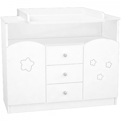 Comoda de infasat Hubners Matei 106 cm alb cu stelute [2]