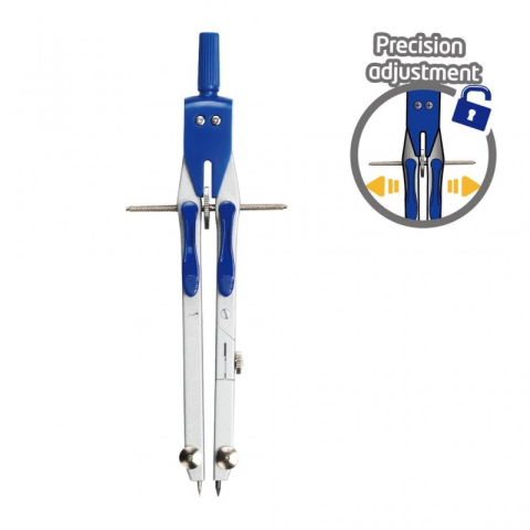 Instrumente de Geometrie: Rigle, Echere, Compasuri si Truse - Compas metalic Keyroad KR971412 Fast-track, 1 bucati/cutie PVC, 12 bucati/display