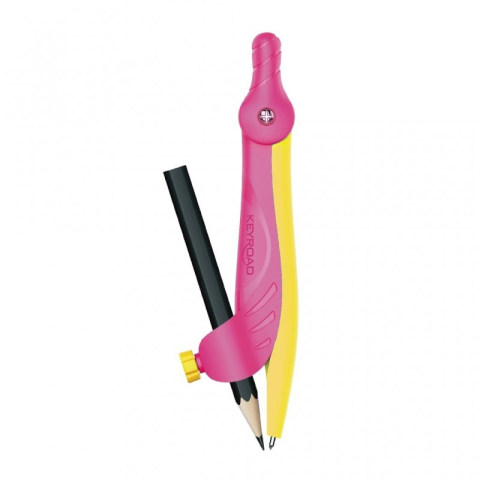 Compas plastic cu creion Keyroad Flow KR971523/KR971522, caseta PVC, diverse culori, 10 bucati/display [1]