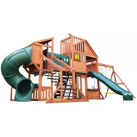 Jucării și Jocuri pentru copii - Complex de joaca din lemn Odyssey cu 3 tobogane si leagane 2 in 1 Kidkraft