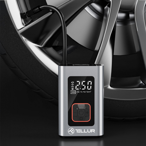 Compresor auto portabil Tellur, 150 PSI, 16L/min, 4000mAh, USB-C, aluminiu [8]