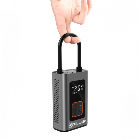 Compresor auto portabil Tellur, 150 PSI, 16L/min, 4000mAh, USB-C, aluminiu [1]