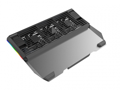 Cooler laptop Tellur Shade, 17", 3 ventilatoare, RGB LED, USB, USB-C, aluminiu, Gri [4]